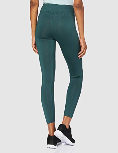 Marca Amazon - AURIQUE Leggings de Deporte con Textura Piel de Serpiente Mujer, Azul (Teal Teal), 40, Label:M