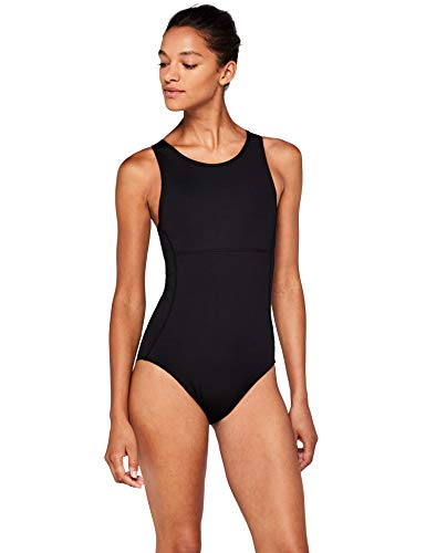 Marca Amazon - AURIQUE Traje de baño de una Pieza Mujer, Negro (Black), L