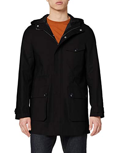 Marca Amazon - find. Abrigo Parka Hombre, Negro (Black), L, Label: L