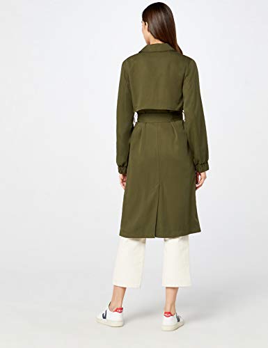 Marca Amazon - find. Gabardina Trench con Cinturón Mujer, Verde (Khaki), 46, Label: XXL