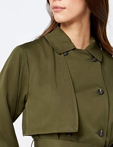 Marca Amazon - find. Gabardina Trench con Cinturón Mujer, Verde (Khaki), 46, Label: XXL