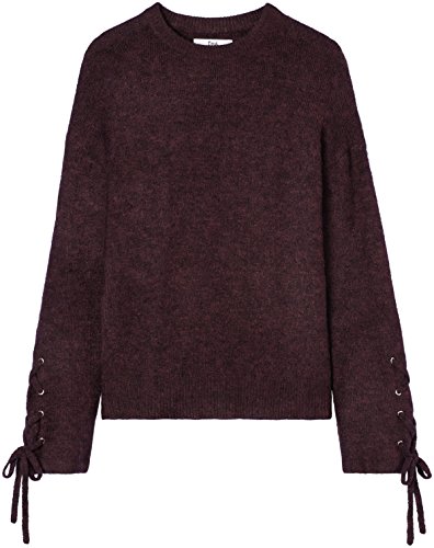 Marca Amazon - find. Jersey con Detalle en la Manga para Mujer, Rojo (Burgundy), 36, Label: XS