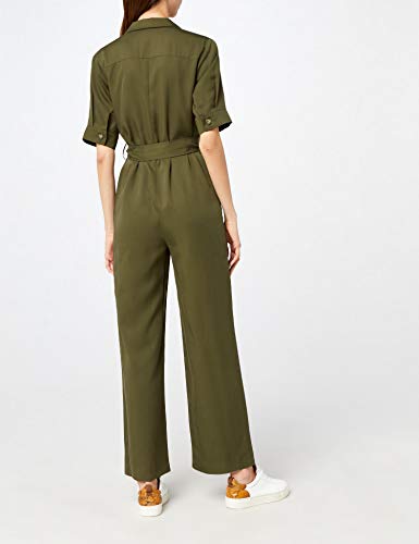 Marca Amazon - find. Mono de Manga Corta Mujer, Verde (Khaki), 40, Label: M