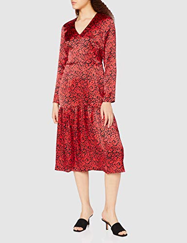 Marca Amazon - find. Vestido de Fiesta Mujer, Rojo (Red Animal Red Animal), 44, Label: XL