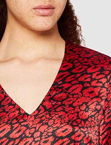 Marca Amazon - find. Vestido de Fiesta Mujer, Rojo (Red Animal Red Animal), 44, Label: XL