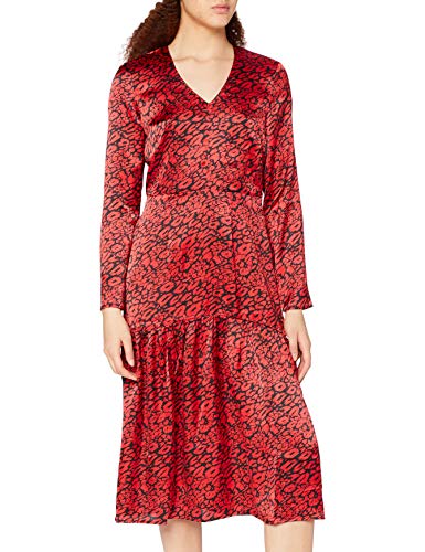 Marca Amazon - find. Vestido de Fiesta Mujer, Rojo (Red Animal Red Animal), 44, Label: XL