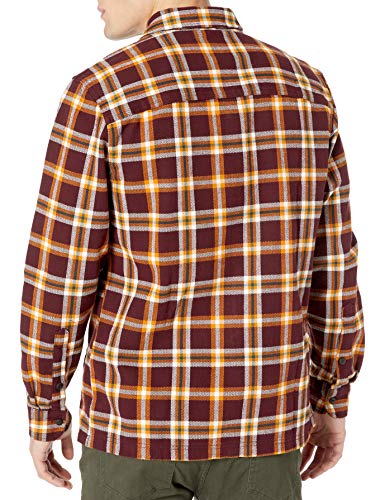 Marca Amazon - Goodthreads - Chaqueta de estilo camisa de franela muy resistente para hombre, Rojo (Burgundy Gold Plaid), (Talla del fabricante: X-Small)