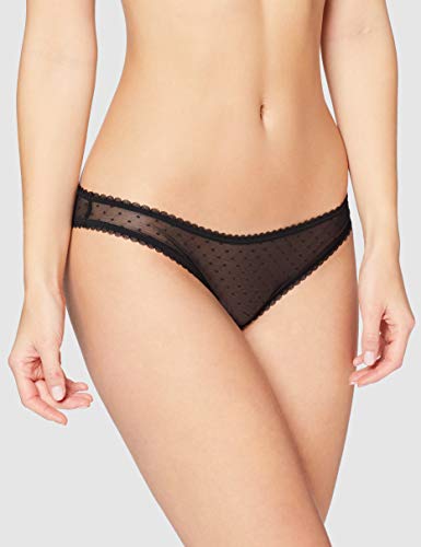 Marca Amazon - IRIS & LILLY Braga Brasileña de Rejilla Mujer, Pack de 4, Negro (Black), L, Label: L