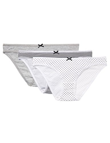 Marca Amazon - Iris & Lilly Braguita Mujer, Pack de 3, Multicolor (Grey Melange Bc), L, Label: L