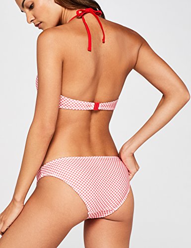 Marca Amazon - IRIS & LILLY Parte de Arriba de Bikini Cuadros Vichy Mujer, Multicolor (Red/white), 100B, Label: 36C