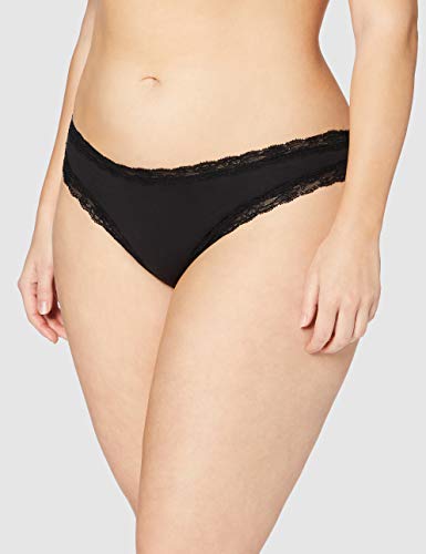 Marca Amazon - IRIS & LILLY Tanga Body Natural Mujer, Pack de 5, Negro (Black), M