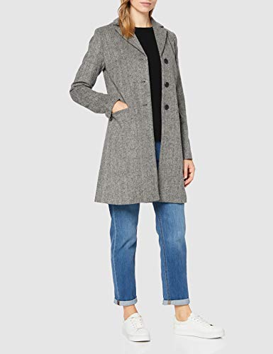 Marca Amazon - MERAKI Abrigo de Lana Mujer, Gris (Herringbone), 46, Label: XXL