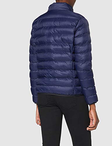 Marca Amazon - MERAKI Chaqueta de Plumas Cuello Alto Mujer, Azul (Navy), 38, Label: S