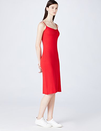 Marca Amazon - MERAKI Vestido de Tirantes Slim Fit Mujer, Rojo (Racing Red), 40, Label: M