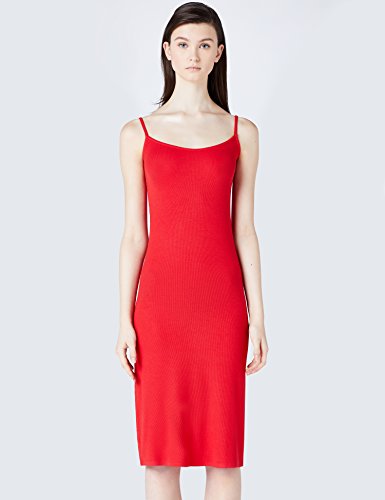 Marca Amazon - MERAKI Vestido de Tirantes Slim Fit Mujer, Rojo (Racing Red), 40, Label: M