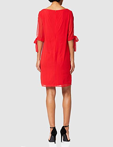 Marca Amazon - TRUTH & FABLE Vestido Evasé de Gasa Mujer, Rouge (Red), 48, Label: 3XL