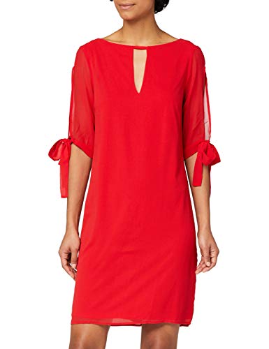 Marca Amazon - TRUTH & FABLE Vestido Evasé de Gasa Mujer, Rouge (Red), 48, Label: 3XL