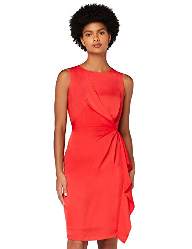 Marca Amazon - TRUTH & FABLE Vestido Túnica Detalle Retorcido Mujer, Rojo (Red), 38, Label: S