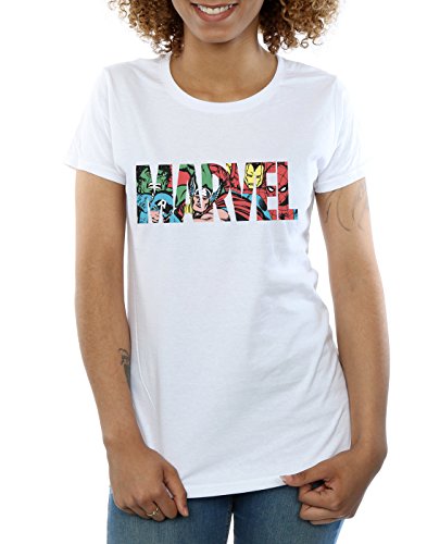 Marvel Comics Mujer Logo Character Infill Camiseta Blanco Small