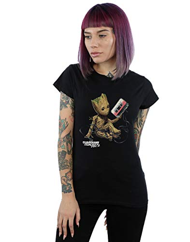 Marvel Mujer Guardians of The Galaxy Groot Tape Camiseta Negro Medium