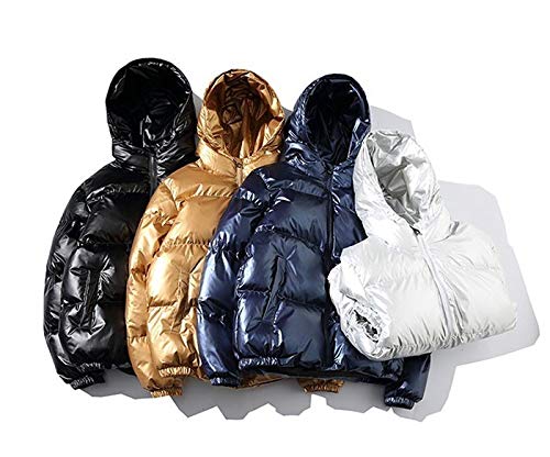 MCSZG Nuevo 2019 Chaqueta de plumón para Mujer Invierno Brillante Plata/Negro/Oro/Azul Tallas Grandes Parka con Capucha Outwear Abrigos Acolchados Mujer   4XL 5XL