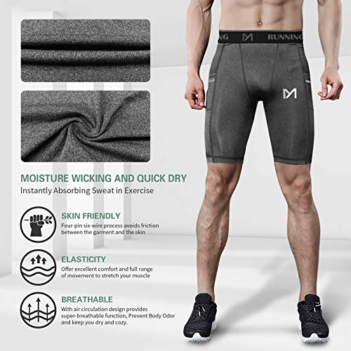 MEETYOO Pantalones Cortos Compresion Hombre, Mallas Deportivas Leggings Deporte Pantalones para Running Fitness Gym