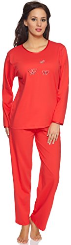 Merry Style Pijamas Conjunto Camisetas y Pantalones Ropa de Cama Manga Larga Mujer 91LW1 (Coral (Larga), S)