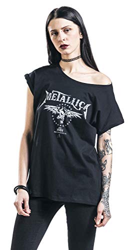 Metallica Biker Mujer Camiseta Negro M, 100% algodón, Ancho