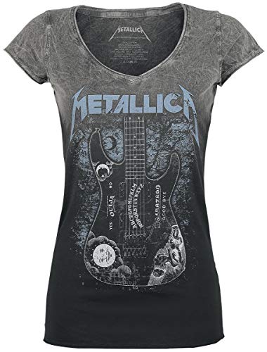 Metallica Ouija Guitar Mujer Camiseta Negro/Gris L, 100% algodón, Regular