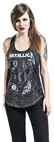 Metallica Ouija Guitar Mujer Top Negro L, 100% algodón, Regular