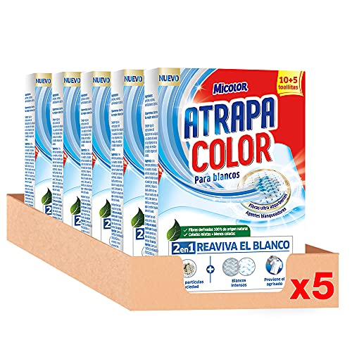 Micolor Toallitas Blanco Intenso 10+5D – Pack de 5, Total: 65 Toallitas