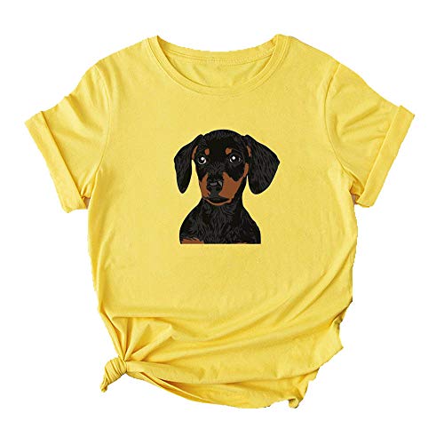 Mikialong Dachshund Shirt Kawaii Graphic Tees Camiseta de manga corta para perro de dibujos animados