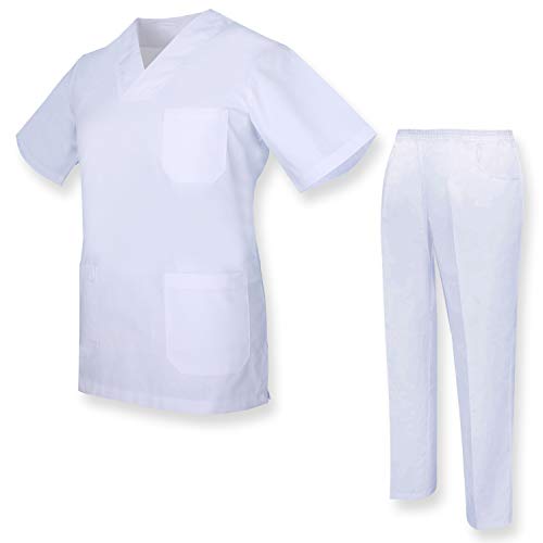 MISEMIYA - Casaca Y PANTALÓN Sanitarios Unisex Uniformes Sanitarios MÉDICOS - S, Conjuntos Sanitarios 817-2 Blanco