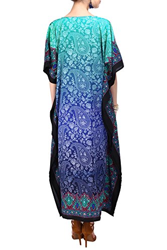 Miss Lavish London Mujeres caftán de Londres túnica Kimono Libre tamaño Largo Vestido de Fiesta para Loungewear Vacaciones Ropa de Dormir Playa Todos los días Cubrir Vestidos #101 [Azul EU 46-50]