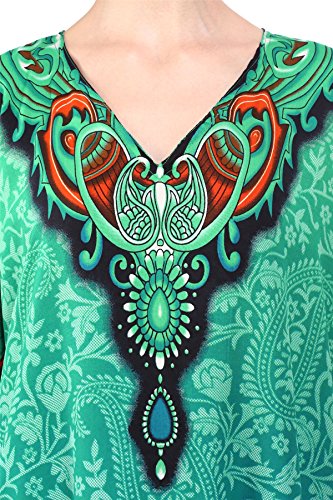 Miss Lavish London Mujeres caftán de Londres túnica Kimono Libre tamaño Largo Vestido de Fiesta para Loungewear Vacaciones Ropa de Dormir Playa Todos los días Cubrir Vestidos #101 [Teal EU 46-50]