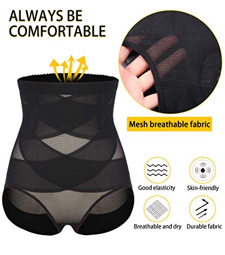 MISS MOLY Bragas Fajas Reductoras Adelgazantes Abdomen Cintura Alta Shapewear Braguitas Moldeadora Levanta Glúteo Vientre Plano Ropa Interior con Elástico Cruzado Malla para Mujer