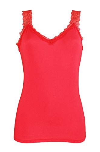 Miss Rouge - Top, camiseta de tirantes de encaje rojo Talla única