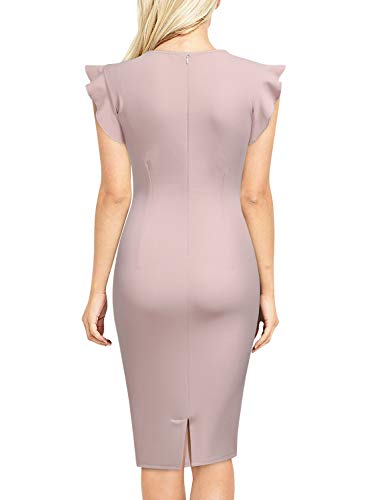 Miusol Casual Slim Fit Coctel Vestido de Lápiz para Mujer Rosa Large