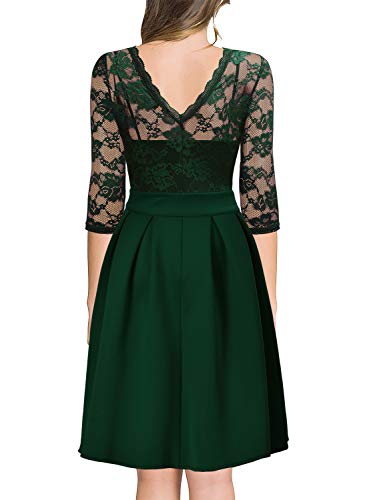 Miusol Vintage 1940s Encaje Fiesta Vestidos para Mujer Verde Small