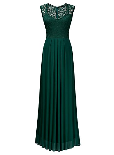 Miusol Vintage Chiffon Largo Fiesta Vestidos para Mujer Verde Medium