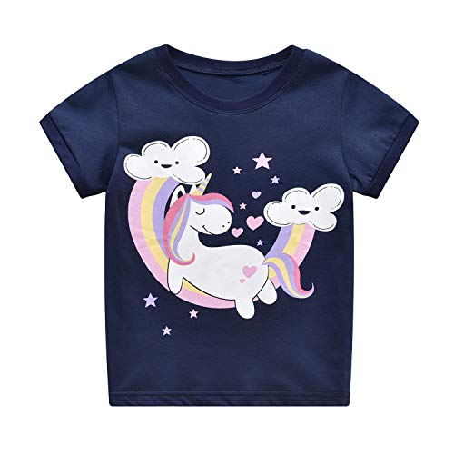 MIXIDON Niña Pijamas Unicornio Infantil Verano Ropa Chica Manga Corta(Morado,8 Años)