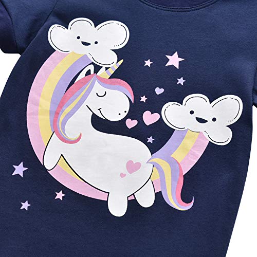 MIXIDON Niña Pijamas Unicornio Infantil Verano Ropa Chica Manga Corta(Morado,8 Años)