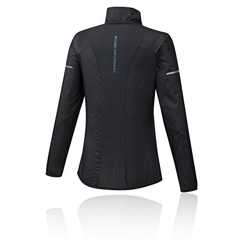 Mizuno Aero Wind Longsleeve-Schwarz, Türkis Camisetas, Mujer, Negro, Medium