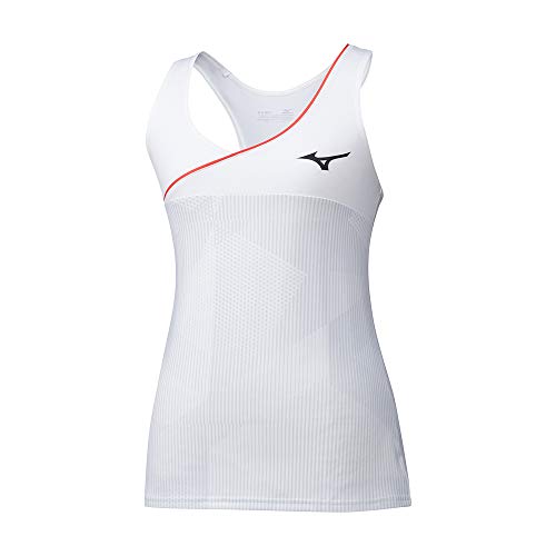 Mizuno Camiseta sin Mangas Estampada para Mujer, Mujer, Depósito, 5054698642603, Blanco, L