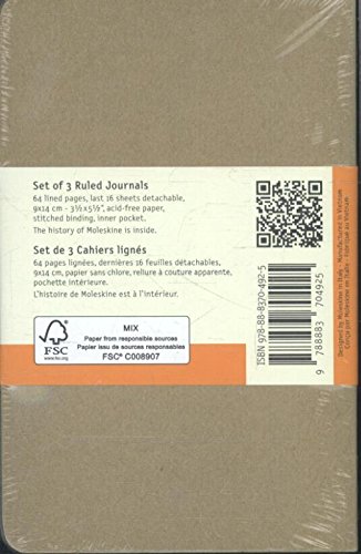 Moleskine - Cahier Journal Cuaderno de Notas, Set de 3 Cuadernos con Páginas, Tapa de Cartón y Cosido de Algodón Visible, Color Marròn Kraft