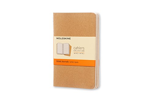 Moleskine - Cahier Journal Cuaderno de Notas, Set de 3 Cuadernos con Páginas, Tapa de Cartón y Cosido de Algodón Visible, Color Marròn Kraft