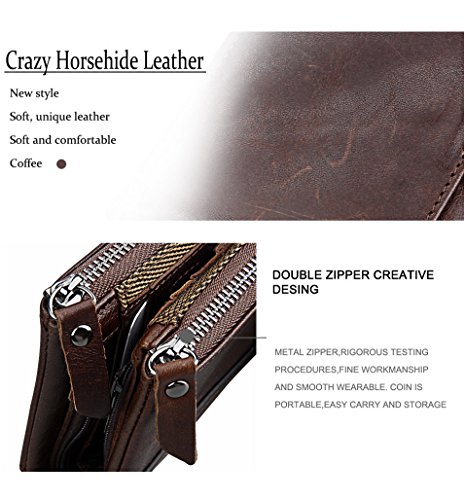 Monedero para Hombres Monedero de Cuero Grand Slim Wallet Pink Schleife® Crédito Multifuncional Monedero Diseño de Negocios Especialmente para Hombres con múltiples Ranuras para Tarjetas Marrones