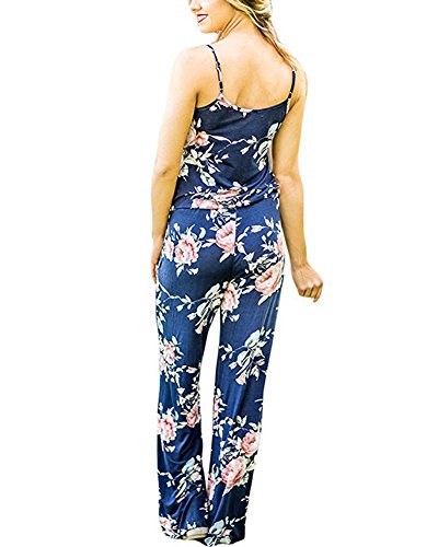 Monos Estampados Mujer Mono De La Playa Monos Largos Fiesta Jumpsuit Vestir Elegante Playsuit Romper Pantalones Anchos Azul XL