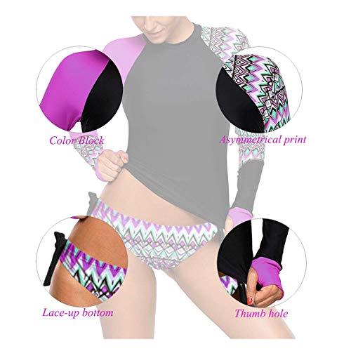 Morbuy Mujer Bañador Manga Larga 2 Piezas, Floral Rashguard UV Protección Solar Deportivos Trajes de baño Surf Tankinis Camisa Bañadores de Playa Natación