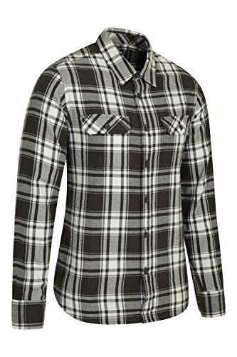 Mountain Warehouse Camisa de Franela de Manga Larga Trace para Hombre Azul Claro L